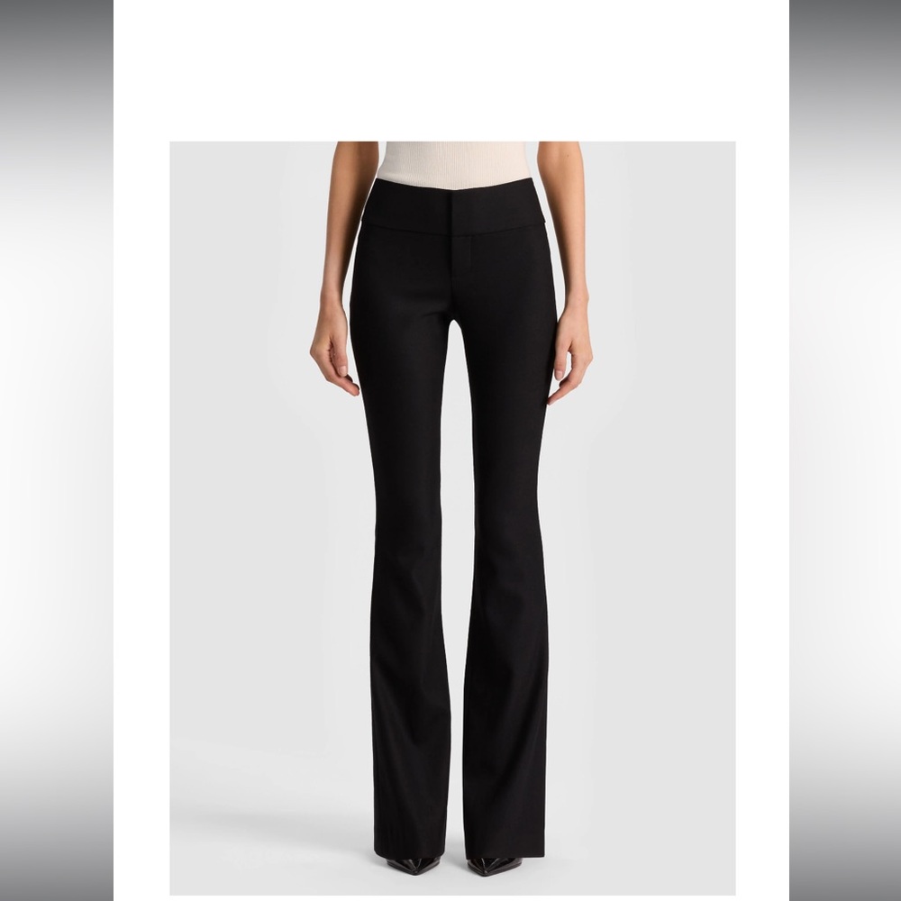 Alice + Olivia Black Flare Woolcut Pants